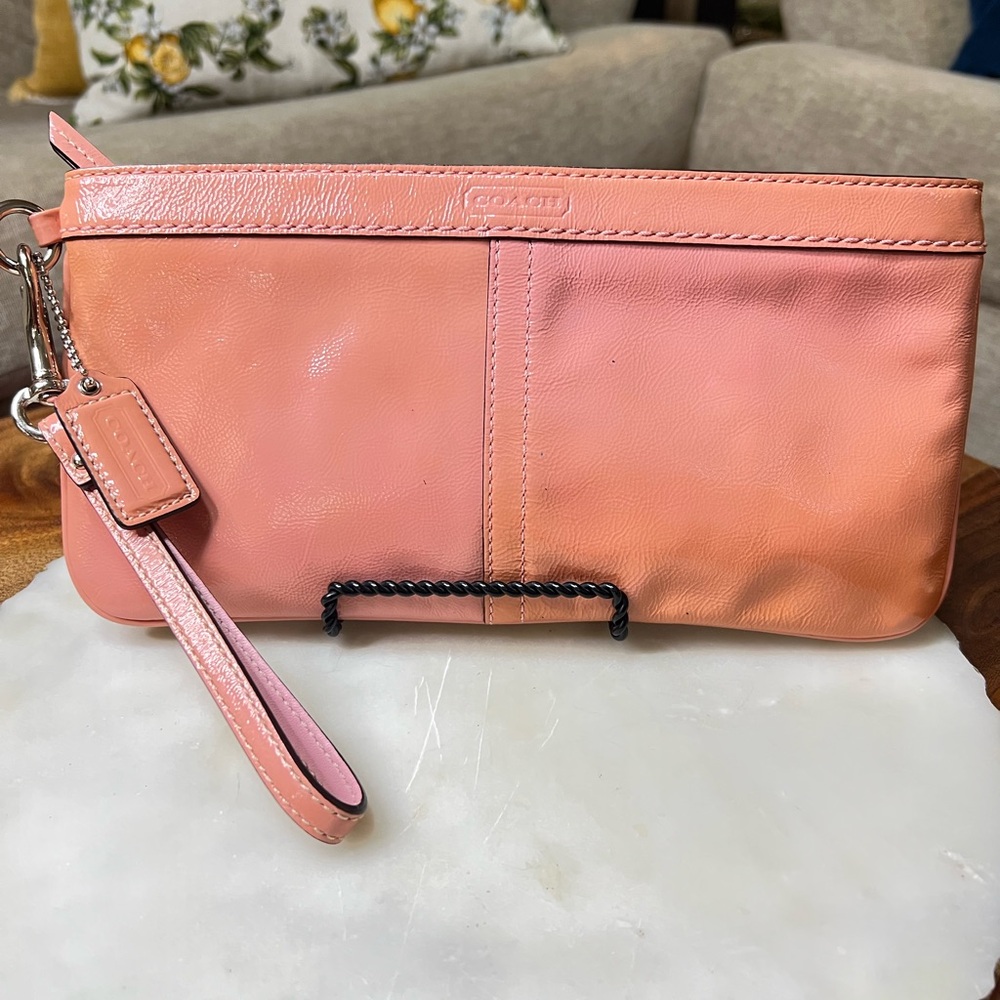 Coach Two-Tone Pink Leather Wristlet